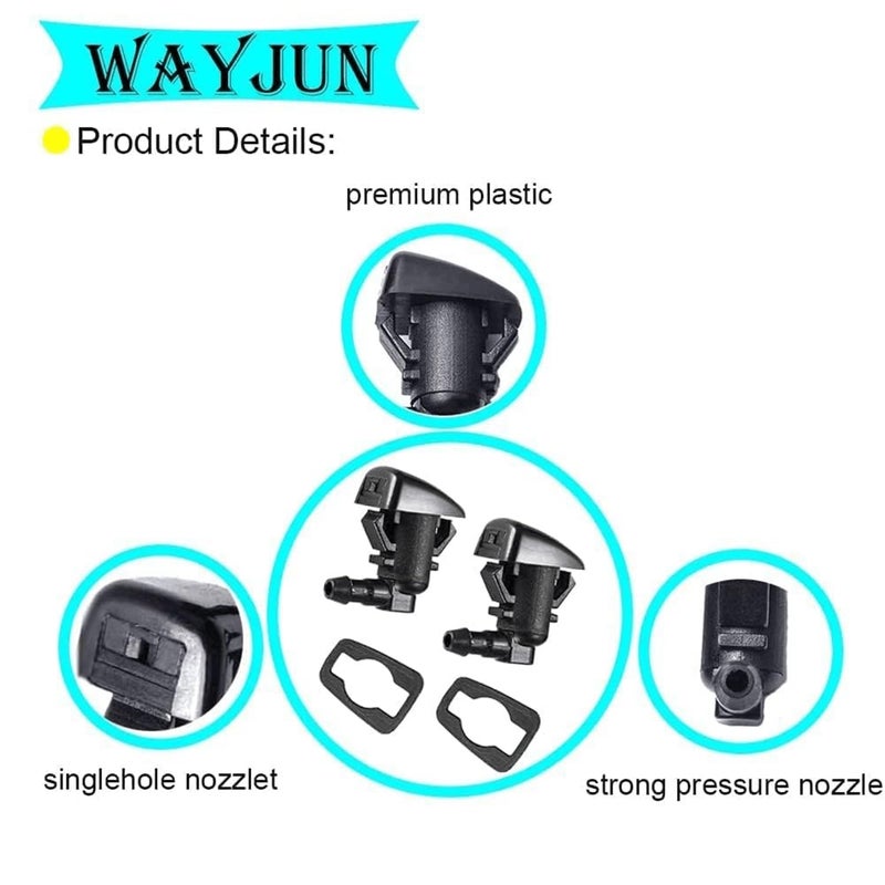 WayJun 8S4Z17603AA Windshield Washer Nozzle Water Jet Compatible with 2008-2011 Ford Focus 2007-2011 Edge 2007-2010 Lincoln MKX Base Premium Sport - Image 3
